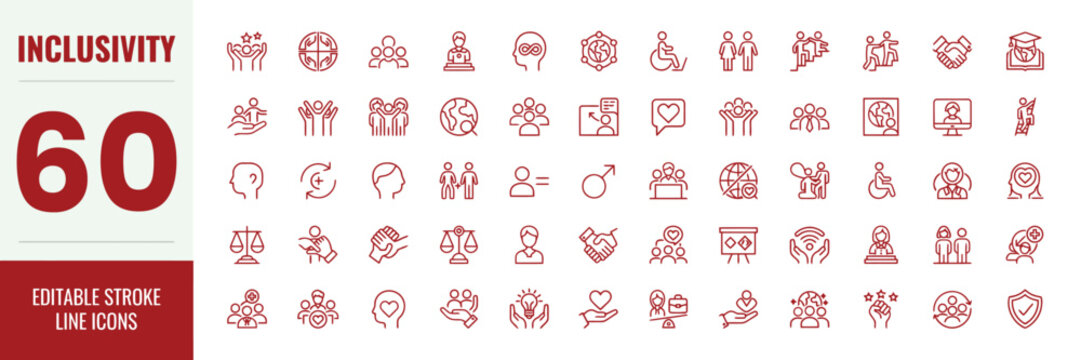 inclusivity editable stroke line icons for education use
