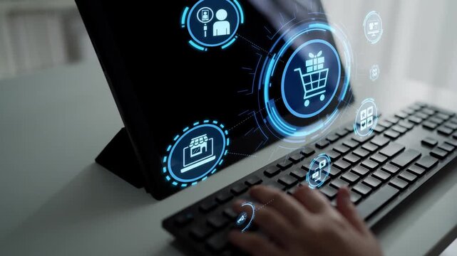 Concept of social media shopping transforms e-commerce. This platform offers seamless shopping experiences, enhancing social media interaction for online business growth. Funnel