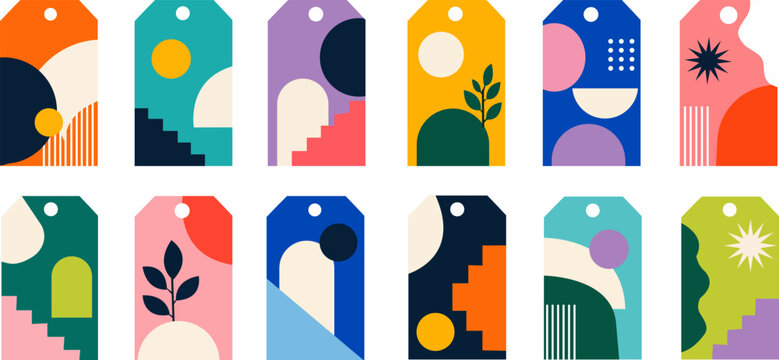 Abstract Geometric Gift Tags Vector Template Collection