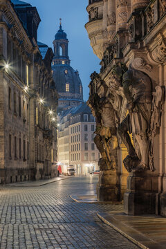 Baroque sculptures adorn Dresden's historical landmarks