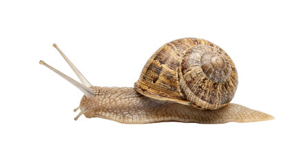 Close-up of a garden snail showcasing its unique shell and slimy body © Sapphire