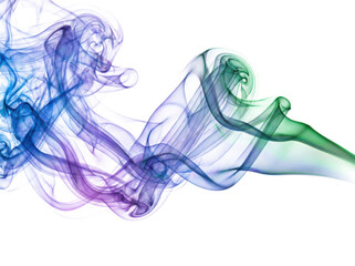 Fototapeta premium Abstract colorful smoke isolated on transparent background beautiful flowing light smoke cloud liquid motion design element.