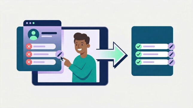 User interacts with a screen to fix wrong personal details while ensuring privacy and compliance with regulations.