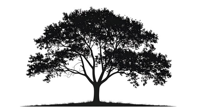 Silhouette of a large, leafy deciduous tree