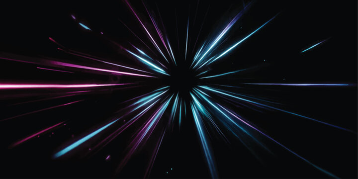 Abstract dark background with radiating neon blue and magenta light beams abstract background radiating futuristic technology perspective velocity conceptual diverging colorful