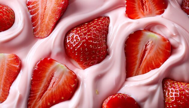 strawberry yogurt close up texture food background