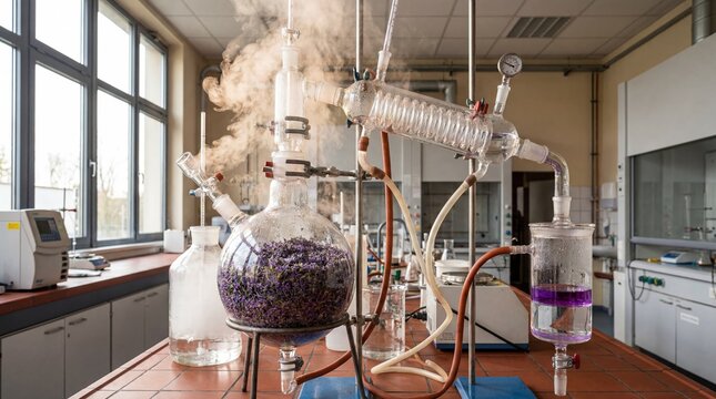 Laboratory distillation of lavender flowers for essential oils