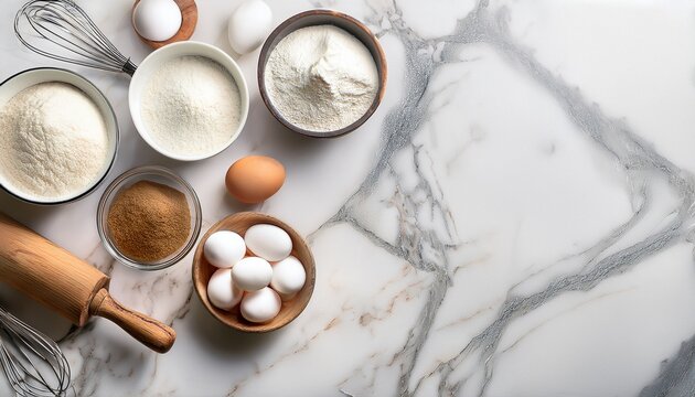 ingredients for baking on a marble work surface