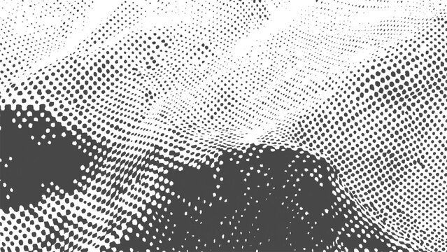 Halftone pattern with varying dot density and gradient effect on white and grey background