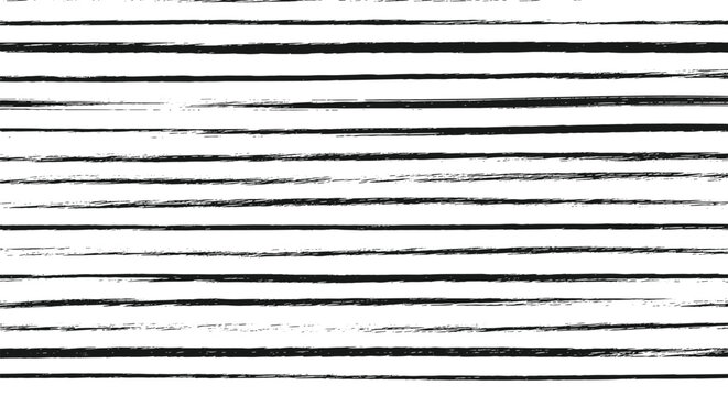 Minimalist black horizontal brush strokes creating a textured abstract pattern on a clean white background surface.