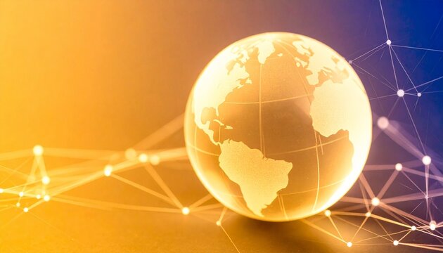 creative concept of data streams connecting earth, worldwide communication networks