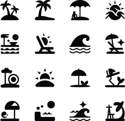 Obraz premium Tropical beach with palm trees sun and waves island