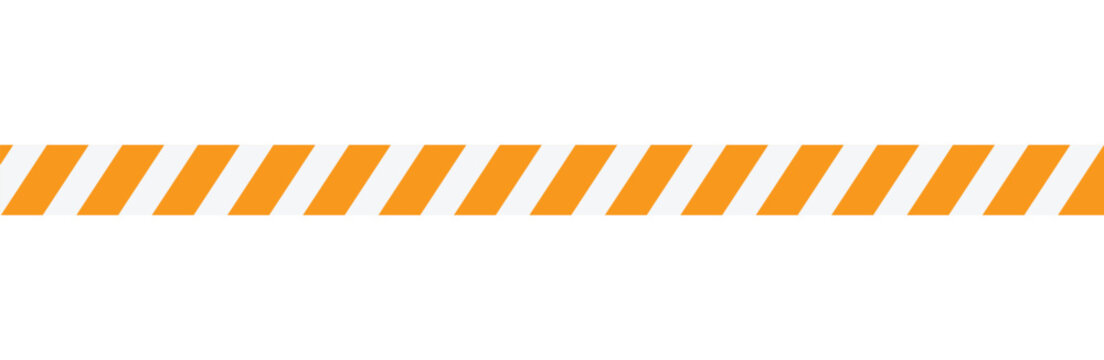 Orange diagonal stripe border. Warning hazard tape pattern. Safety construction stripe banner. Industrial caution line design isolated on transparent background