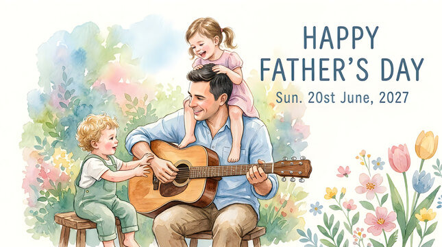 Heartwarming father's day scene with family and music
