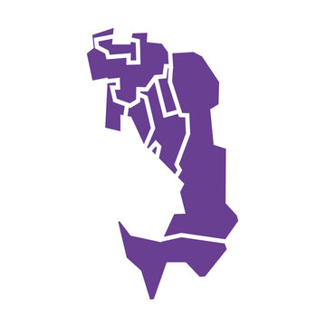 Republic of Ingushetia districts map: flat violet design