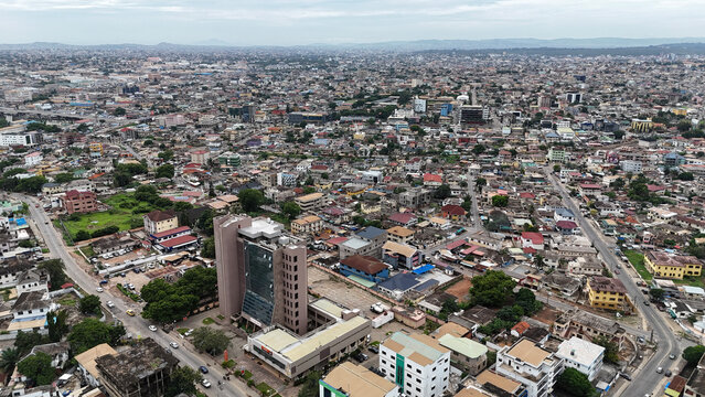 Scenic aerial view of Accra Ghana