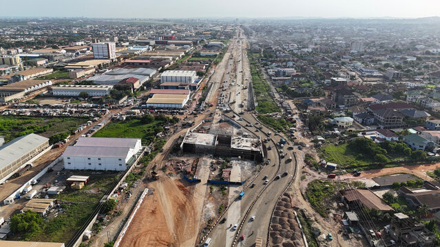 Scenic aerial view of Accra Ghana