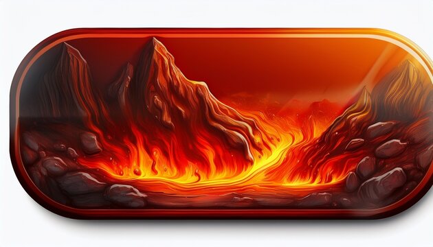 long hot lava rectangle button isolated on white created with generative ai