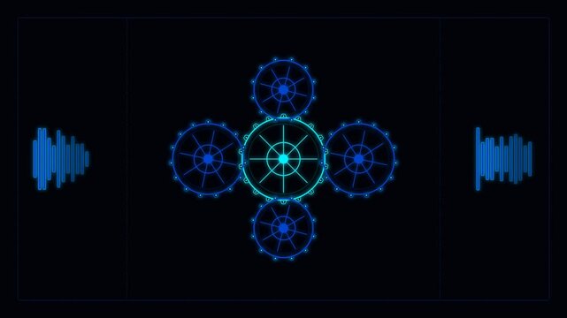Motion Abstract Digital Network Visualization with Dynamic Geometric Patterns for Technology and Science Themes.