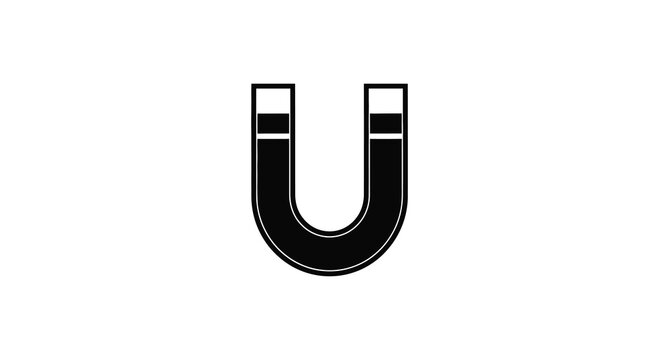 Horseshoe magnet silhouette on a white background