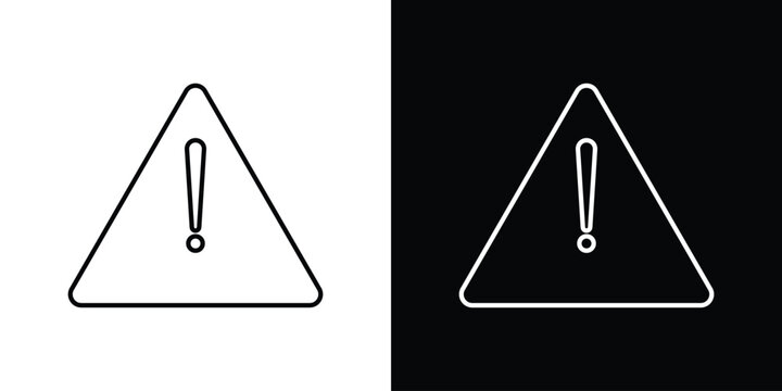 attention sign symbol black illustration set. line and flat designs