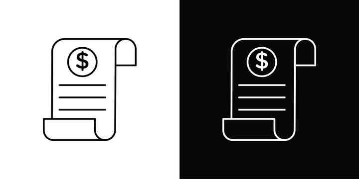 Payroll icon symbol black illustration set. line and flat designs