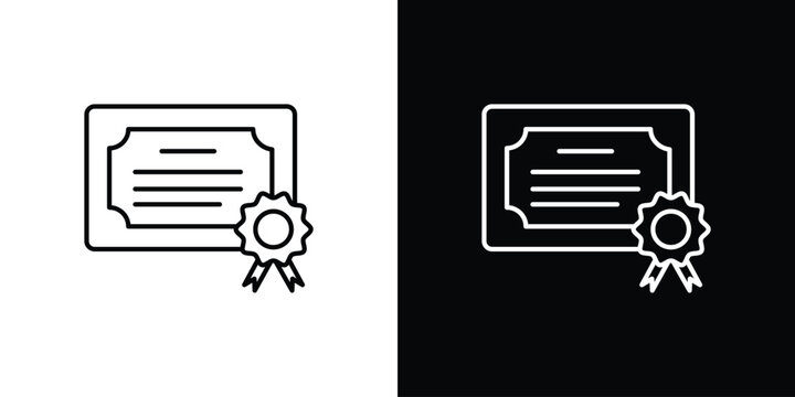Qualification icon symbol black illustration set. line and flat designs