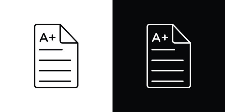 Report card icon symbol black illustration set. line and flat designs