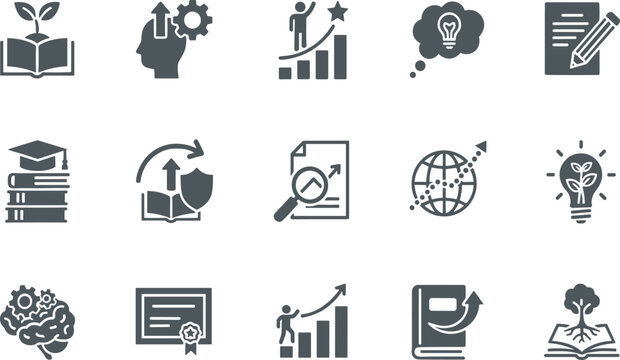 Business, growth, education, icons, set, vector, signs, concept, success, learning, development, training, strategy, elements, corporate, marketing, graphic, flat, progress, template