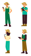 Fototapeta premium Farmers using technology png digital agriculture transparent background