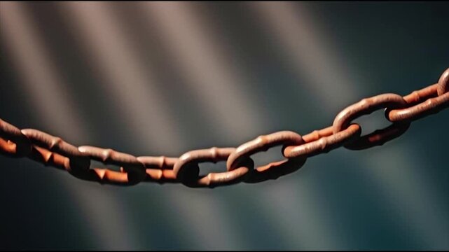 Rusty metal chain on dark background