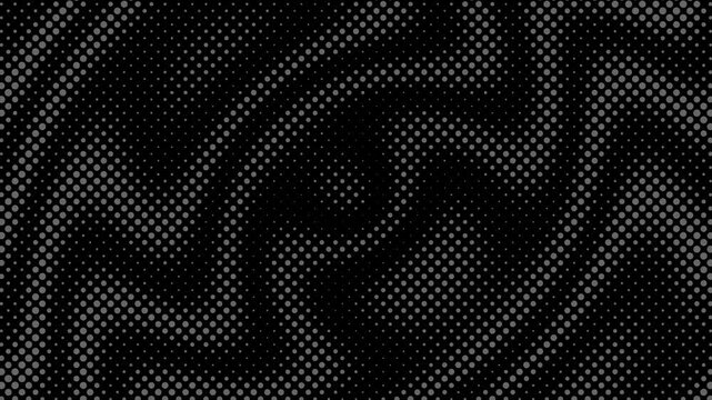 Abstract dark digital pattern with a swirling halftone effect, creating a textured and distorted visual illusion.