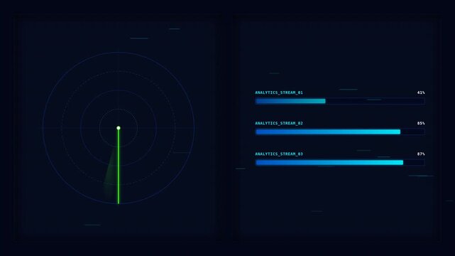 Motion Data Visualization with Dynamic Graphs and Digital Lines in a High-Tech Environment.