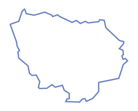 Ile-de-France region map with blue outline on white background