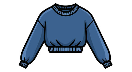 Blue cropped sweatshirt with long sleeves and ribbed details © tanung