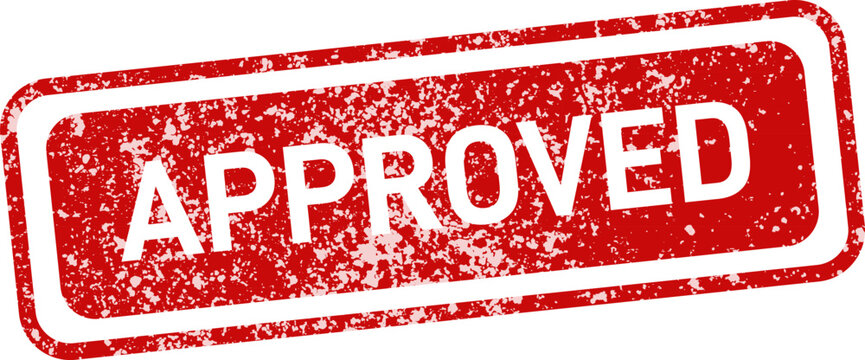 Red approved stamp with stars quality assurance certification and validation symbol