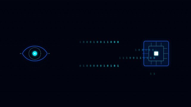 Futuristic Motion Data Transmission Visualization with Digital Elements and Technology Theme.