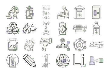 Fototapeta premium EV Battery Recycling Process in Flat Style or Battery Recycling Infographic Vector Design