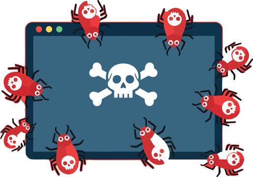 Computer screen infected with malware and viruses