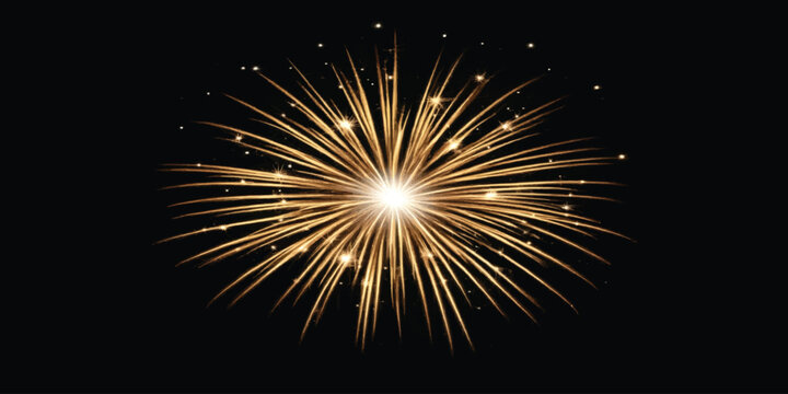 Single golden fireworks burst exploding in dark night sky with fireworks explosion celebration pyrotechnics splendor independence abstract artistic sparkling illumination colorful majestic