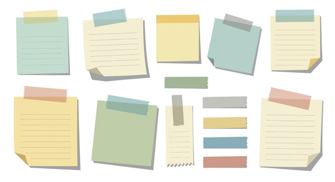 Pastel sticky notes and tape strips for reminders and planning