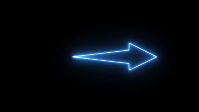  Right directional neon blue arrow sign, luminous road symbol for creative navigation and signage. 4k animation videos