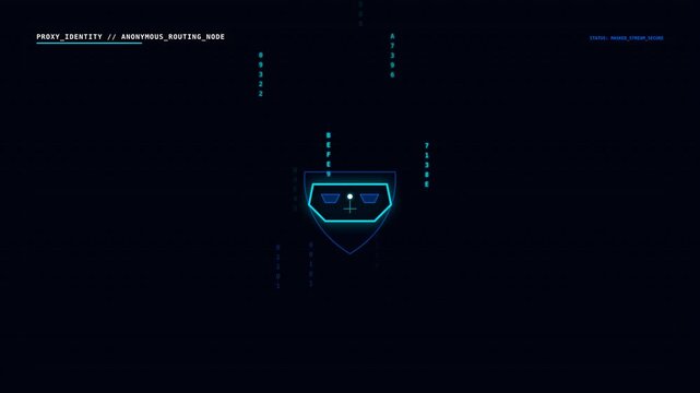 Futuristic digital interface motion with neon elements and glowing lines in a high-tech environment.