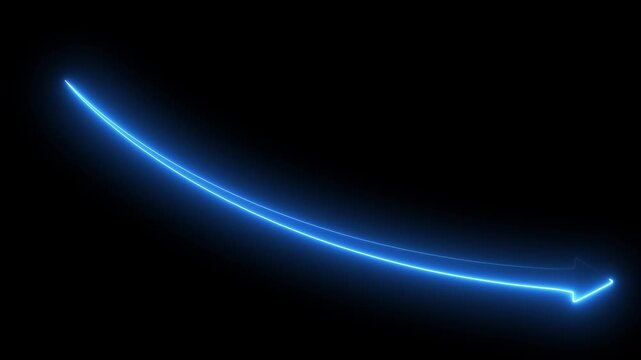 Global business line animation. Abstract glowing neon line business graph growth arrow to down arrow. Business graph chart with growing business concept. Abstract decreasing business graph chart icon