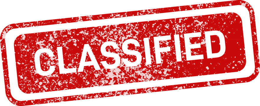 Red classified stamp with stars isolated on white security confidentiality and restricted access symbol