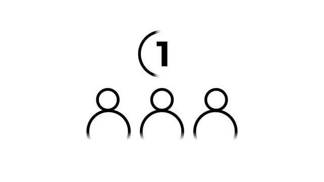 Minimalist icon featuring the number one above three simple human figures representing leadership management teamwork hierarchy or a priority ranking concept in a clean black and white line art design