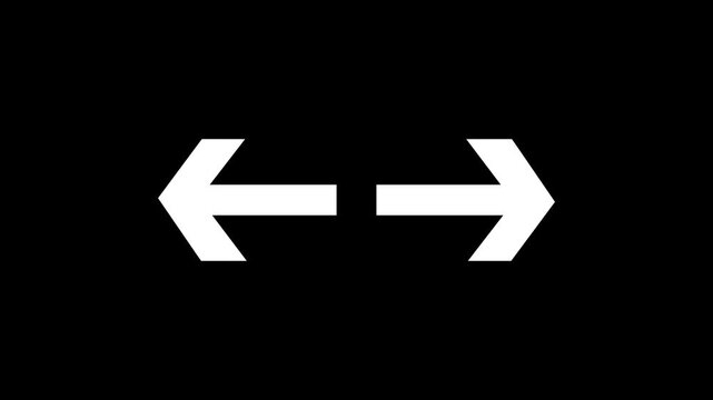 Two white arrows pointing in opposite directions away from center on a black background