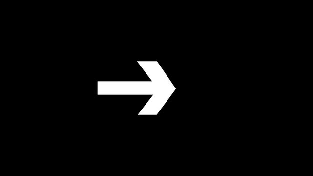 Simple white arrow pointing to the right on a black background for navigation and direction design