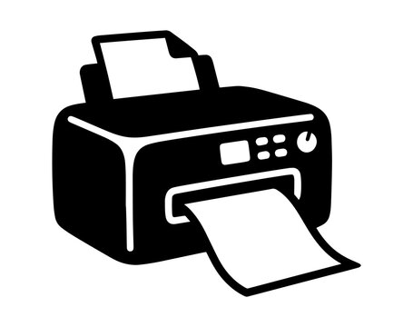 Desktop printer office equipment icon printing a document with printing document equipment business
