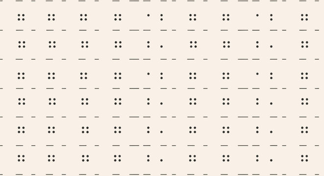 Abstract geometric pattern with repeating dot clusters and thin horizontal lines on soft beige background creates subtle minimalist digital graphic style.